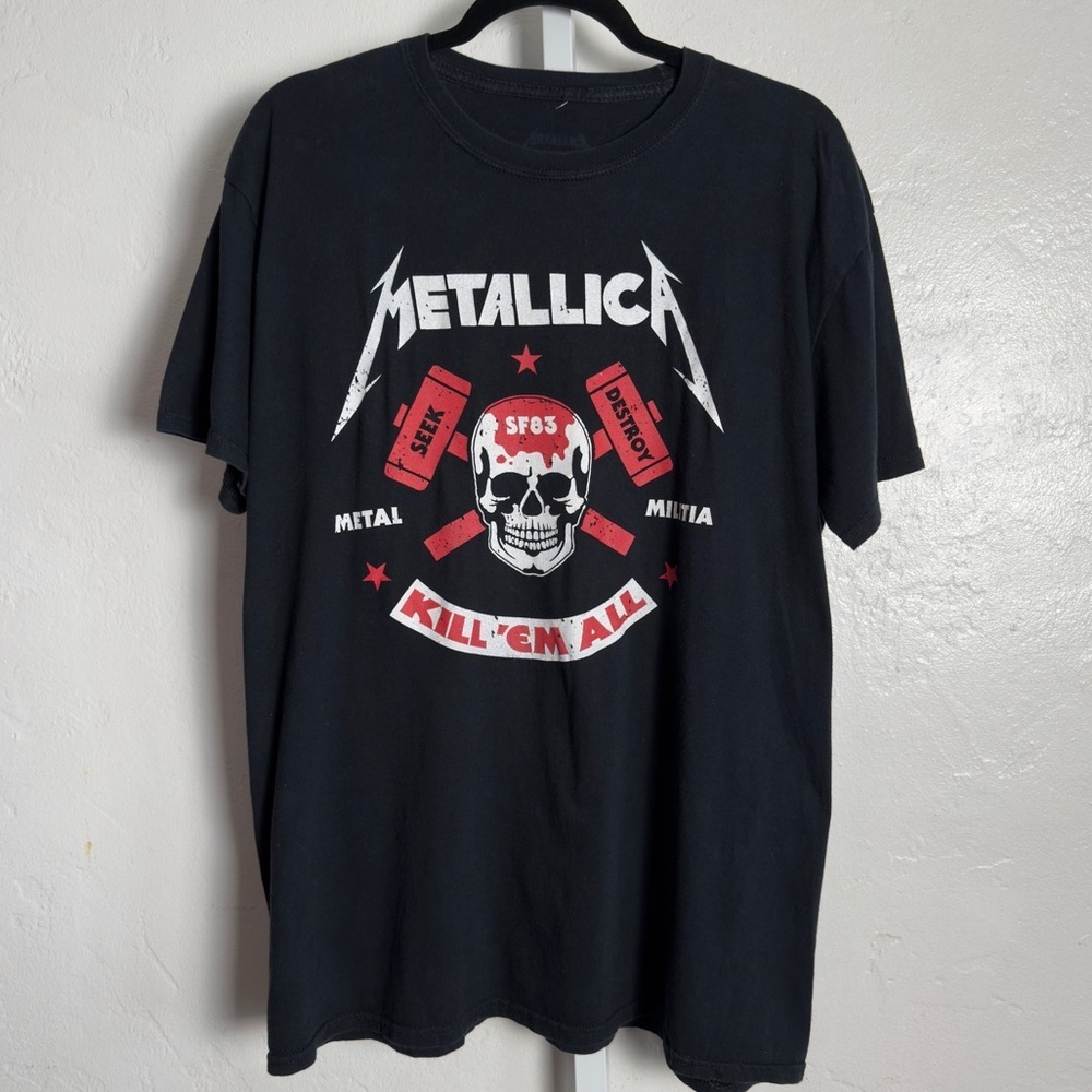 Metallica Black “Kill Em All” Graphic Distressed Tee - Picture 1 of 6